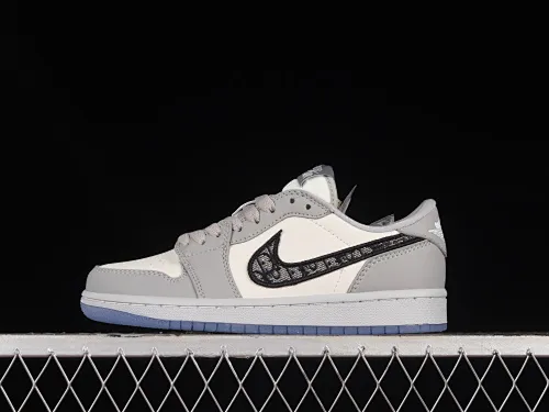All categories Air Jordan Jordan series basketball shoes Air Jordan 1 Low Dior x Air Jordan 1 Low AJ1 Joe 1 Dior joint white gray low top CN8608-002